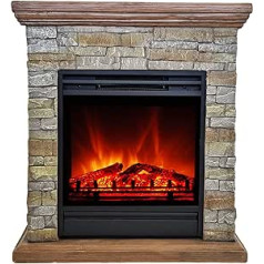 ABC Home Electric Fireplace Country House Style Heating Function Realistic Flame