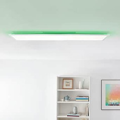 Gaismas kastes LED paneļa griestu gaisma, 120 x 30 cm, 36 vati, ar RGB fona apgaismojumu, 2700–6500 kelvini, metāls/plastmasa, balts