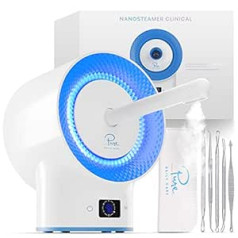 Pure Daily Care Nano Steamer Clinical — 10 in-1 viedais tvaika jonu dermatologa klases sejas tvaicētājs ar 2 vairāku pozīciju tvaika sprauslām — 6 iepriekš ieprogrammēti profesionāli režīmi