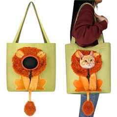 Haustier-Leinwand-Schultertasche in Löwenform, niedliche Katzentasche, tragbare Haustier-Leinwand-Schultertasche, Brust-Katzenbeutel für kleine Katzenhunde, Tierbedarf.