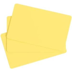 100 матовых карточек из ПВХ премиум-класса, безопасных для пищевых продуктов для карточных принтеров Evolis, Pricecard Pro Flex, Magicard, Fargo, Zebra... (желтого цвета)