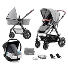 Kinderkraft Moov Multi Pushchair, Combination Pram, 3-in-1 with Buggy, Baby Seat grey