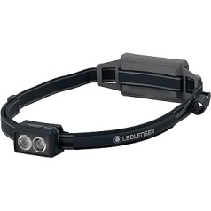 Ledlenser NEO5R LED priekšējais lukturis skriešanai, galvas lukturītis ar 600 lūmeniem, gaitas lukturis ar uzlādējamu akumulatoru ar sarkanu aizmugurējo gaismu, atstarojoša galvas saite, krūšu siksna, grozāma lampas galva, melna/pelēka