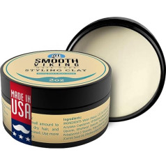 Smooth Viking Beard Care Matu veidošanas māls vīriešiem - Gluds krēms matu veidošanai, stiprai fiksācijai un matētai apdarei - Produkts strukturētām, pilnām un modernām frizūrām - Bez spīduma - 2 OZ - Smooth Viking