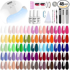 Vishine Gel Nail Polish Kit with UV LED Light - 45 Colours All Seasons Popular Gel Polish Set with Base and Mat/Glossy Top Coat Nail Art Manicure Starter Essential Tools Salon Home Gifts for Women