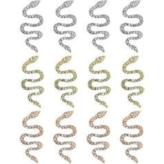 Minkissy 3D Snake Nail Art Charms: Rhinestone Nail Art Charms 12 Pieces Gold Silver Gold Nail Art Diamond Stub Snake Wave Nail Jewellery Gemstones Decor for DIY Women Girls