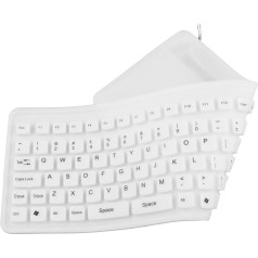 Silikona tastatūra ek126w usb/otg ūdensizturīga balta