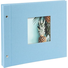 goldbuch Bella Vista 26 829 Screw-On Photo Book 30 x 25 x 2 cm Photo Album 40 White Pages Picture Album Cover Linen Photo Album with Window Cut-Out Photo Book Sky Blue