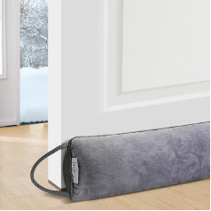 fowong Draught Excluder durvīm 107 x 10 cm, durvju blīvējums Draught Excluder Extra Heavy Washable Insulation, logu blīvējuma gaisa aizbīdnis ar pašlīmējošu lentu, bloķē aukstu gaisu un kukaiņu gaismu, pelēks