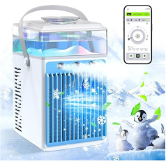 Mobilais gaisa kondicionieris, mini gaisa dzesētājs telpām, 4 in 1 gaisa kondicionieris ventilators un gaisa mitrinātājs, USB gaisa dzesētājs ar 7 LED gaismām, 2 režīmiem un 3 ātrumiem mājām, birojam, ceļojumiem.