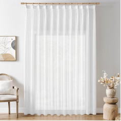 Softalker Aizkari ar Ruffle Tape White aizkars Īpaši plati 300 cm aizkari Room Divider veikalu aizkari 240 cm augsti gatavi aizkari dzīvojamā istaba Rail System Pack of 1