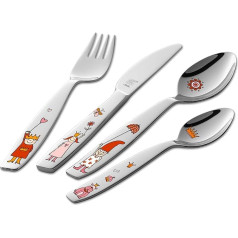 ZWILLING Princess Emilie Children's Cutlery Set, 4 Pieces, with Colourful Motifs, for Ages 3+, 18/10 Stainless Steel, Plastic-Free Packaging