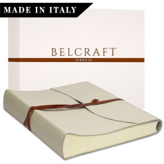 BELCRAFT Capri ādas fotoalbums, rokām darināts klasiskā itāļu stilā, dāvanu kastīte komplektā, A4 (23x30 cm), ziloņkaula krāsa