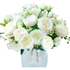 Hobyhoon Decorative Artificial Flower Bouquet Real Feel Silk Flowers Artificial for Vase