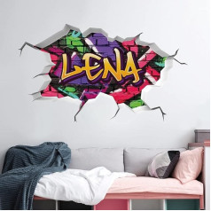 tjapalo® vr200 3D Sienų tatuiruotė Graffiti vardas sienos lipdukas Vaikų kambarys mergina sienos tatuiruotė Teenager Cool sienos lipdukas Vaikų kambario vardas dydis: W 64 x H 37 cm