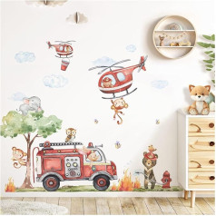 Deco Kids Room DK1039-5 Sienas uzlīme Ugunsdzēsēju brigāde XXL uzlīmju komplekts Sienas uzlīme Bērnu istaba Dzīvnieki Koks Sienas dekorēšana