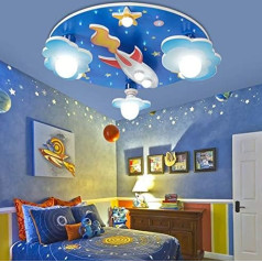 Children's Room Lamp LED Ceiling Light Universe Stars Ceiling Light Cartoon Ceiling Light Acrylic E27 Lamp Holder Boys and Girls Bedroom Lamp Living Room Hallway Nursery Chandelier Blue