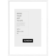 JUNOMI® Picture Frame DIN A2 Wood White Picture Frame 42 x 59,4 cm Balts ar akrila stiklu Picture Frame Wood