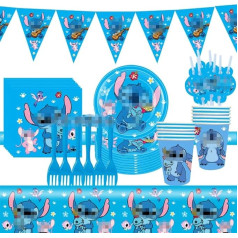 simyron Cartoon Party Tableware 60 Pieces Birthday Party Tableware Set Cartoon Children's Birthday Table Decoration Anime Party Tableware Cartoon Birthday Decoration for Children's Birthday Party