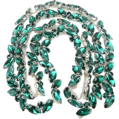 1 jards Rhinestone Chain, AB Crystal Rhinestone Applique Bead Chain Patch Sewing Trim Fringe Decoration for Clothes Shoes Jewellery Accessories (Hole Green)