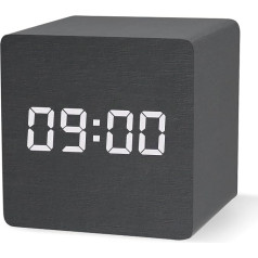 aboveClock Digital Alarm Clock, LED Digital Alarm Clock, Table Clock with 3 Alarms, USB Charging or Battery Operated, Adjustable Brightness and Voice-Activated Mode, Black