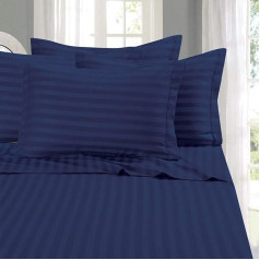 Elegant Comfort Stripe gultasveļa Bettlaken, Marineblau, Queen