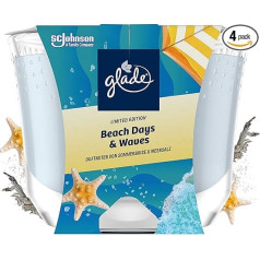 Glade (Breeze) ilgnoturīga aromātiskā svece stiklā, pludmales dienas un viļņi, deg līdz 39 stundām, 4 gab. iepakojumā (4 x 224 g)