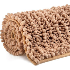 Baamur® High Pile Bath Mat 50 x 80 cm - Elegants mikrošķiedras paklājs vannas istabai silti bēšā krāsā - grezns dušas paklājs jūsu vannas istabai, virtuvei un citām vajadzībām