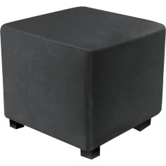 DUJUIKE Ottoman Covers Slipcover Square Ottoman Covers Protector Footrest Footstool Furniture Stretch Comfortable Velvet with Elastic Bottom (L&W: 33-46cm, H: 38-46cm, Jet Black)