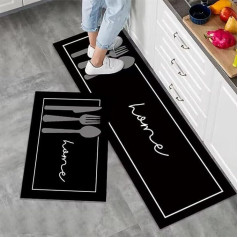 7VSTOHS Kitchen Rugs Set of 2, Non-Slip Kitchen Mats, Washable Kitchen Mats and Rugs Set, for Hallway Runner, Dining Room, Entrance and Door Mat Set, 43 x 75 + 43 x 120 cm