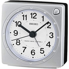 Seiko radio vadāms modinātājs sudraba plastmasas QHR201S