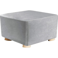 Stretch Ottoman Covers for Square Footstool Dustproof Noņemams noņemams taburete Covers Velvet Footstool Protector ar elastīgu bāzi Mīksts ērts uzglabāšanas Osmaņu Slipcover Grey-S