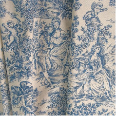 DOMETEX - Toile de Jouy audekls - Romantisks 5,0 x 2,8 m (Zils)