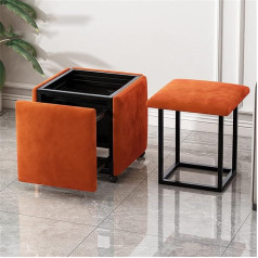 Leomix Saliekams dīvāns krēsls taburete, 5 in 1 sēdeklis Cube Footstool ar riteņiem, elpojošs zamšādas kāju balsts Osmaņu sols, Creative Cube Sofa, Orange