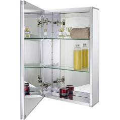 Fundin Aluminium Bathroom Mirror Cabinet Flush or Surface Mounted with Frameless Double Sided Mirror Door 15