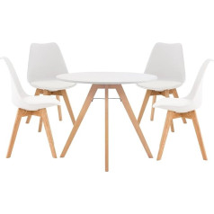 CLP Livik ēdamistabas komplekts I 4 x Linares krēsli + 1 x Viktor galds I Moderns ēdamistabas komplekts Krāsa: balta