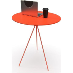 Anyu Furniture Apvalus valgomojo stalas su metalinėmis kojomis, skirtas svetainei, biurui ir virtuvei, skersmuo 46 cm (kėdės neįskaičiuotos) (oranžinis, su grioveliais)