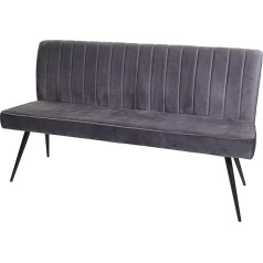 HWC-K16 Dining Room Bench, Upholstered Bench, Wardrobe Bench, Backrest Velvet Metal - 160 cm, Dark Grey