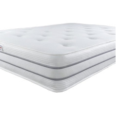 Aspire Beds Supreme Comfort Kašmira vilnas gaisa kondicionieris Cool Tufted Sleep Surface Elpojošs sieta apmales 1000 Pocket Springs 24 cm dziļš matracis Wool White Trim Small Single