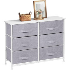 Jooli H Chest of Drawers, 6 Fabric Drawers, Storage Unit with Wooden Top and Metal Frame, Fabric Storage Organiser for Bedroom, Living Room, Closet, Hallway, Grey