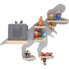 Boarti The Original Dinosaur, Children's Shelf, T-Rex, Dino, Small in Grey, Suitable for Toniebox and Approx. 25 Tonies, Play and Collect