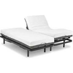 Ferlex - Elion Slatted Frame 180 x 200 cm Electrically Adjustable with Orthopaedic Viscoelastic Mattress | Two Separate Beds | Wireless Remote Control