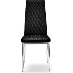 7 Star Furniture 7Star Laura melni mākslīgās ādas pusdienu krēsli ar putām polsterētu hroma rāmi - 4 komplekti