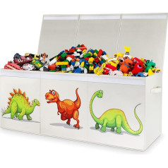 Eave Kids Storage Box with Lid, Sturdy and Foldable, Removable Divider, Large Storage Bins for Playroom, Bedroom, Closet, Home, Size 99 x 34 x 40 cm