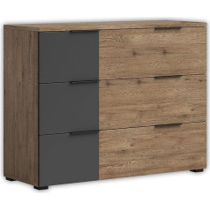 Stella Trading LINEA Modern Bedroom Chest of Drawers in Bartex Oak Look, Graphite - Stylish & Expressive Sideboard for Your Bedroom - 120 x 89 x 40 cm (W x H x D)