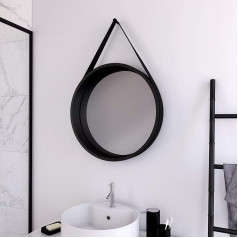 Aurlane Barber Dark Round Bathroom Mirror 50cm Diameter