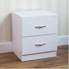 Vida Designs Riano Bedside Table with 2 Drawers, White, Storage Table