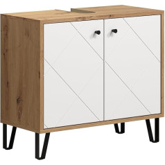 Trendteam Smart Living - 210230107 Vanity Unit - Bathroom - Touch - Assembled Dimensions (W x H x D) 69 x 61 x 33 cm - Colour Artisan Oak with White