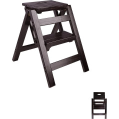 Bidesen Pieaugušo pakāpienu krēsls Counter Chair Folding Portable Koka pakāpienu krēsls Neslīdošs un viegls (valriekstu 2 slāņi)