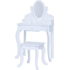 Fantasy Fields by Teamson Rapunzel TD-12851B Vaikų tualetinio staliuko makiažo rinkinys su veidrodžiu, stalčiais ir vaikiška kėdute balta